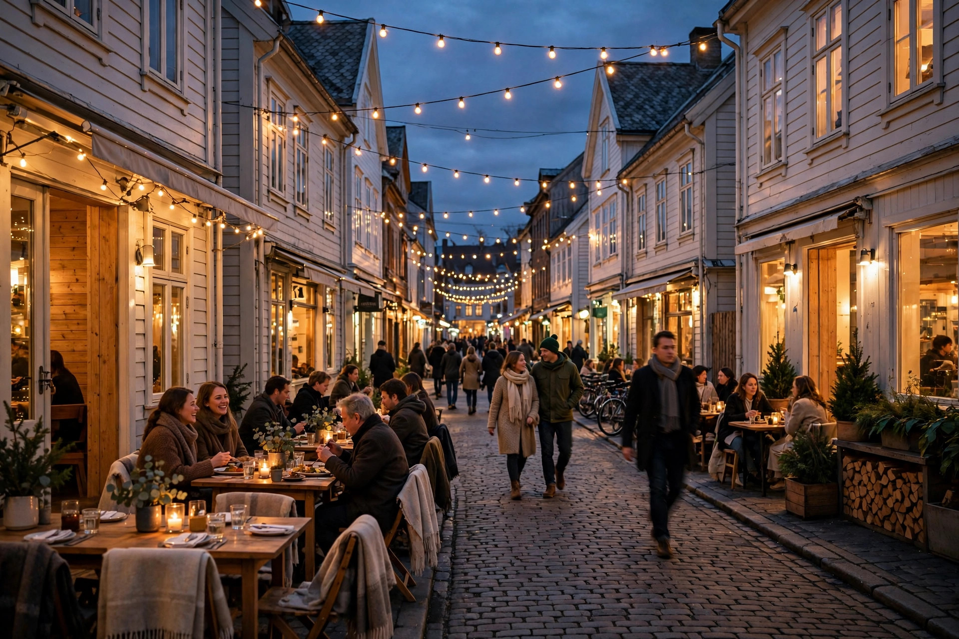 Nöjd restauranggäst som lämnar en Google-recension på mobilen vid bordet